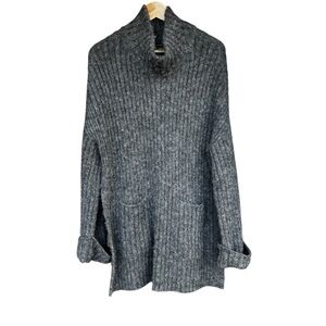 Peruvian Connection Women's Alpaca Blend Funnel Neck Tunic Sweater Gray Size L